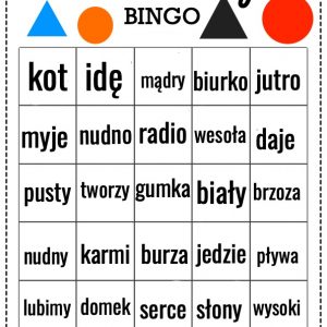 Bingo – części mowy z Montessori
